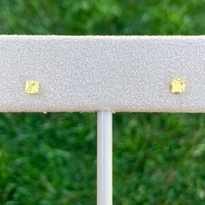 Yellow Princess Cut CZ Stud Earrings - NWOT